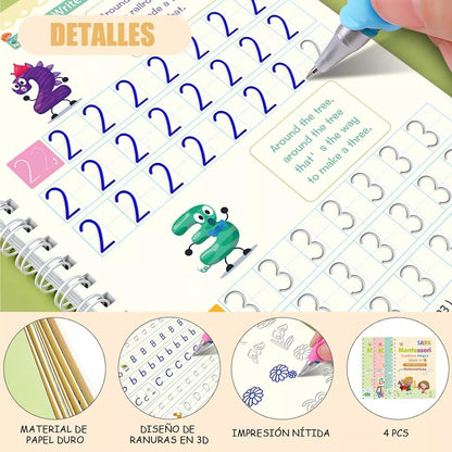 ✨ KIT DE 4 CUADERNOS MÁGICOS PARA NIÑOS ✍️📚