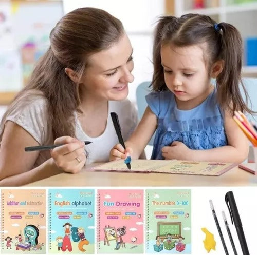 ✨ KIT DE 4 CUADERNOS MÁGICOS PARA NIÑOS ✍️📚
