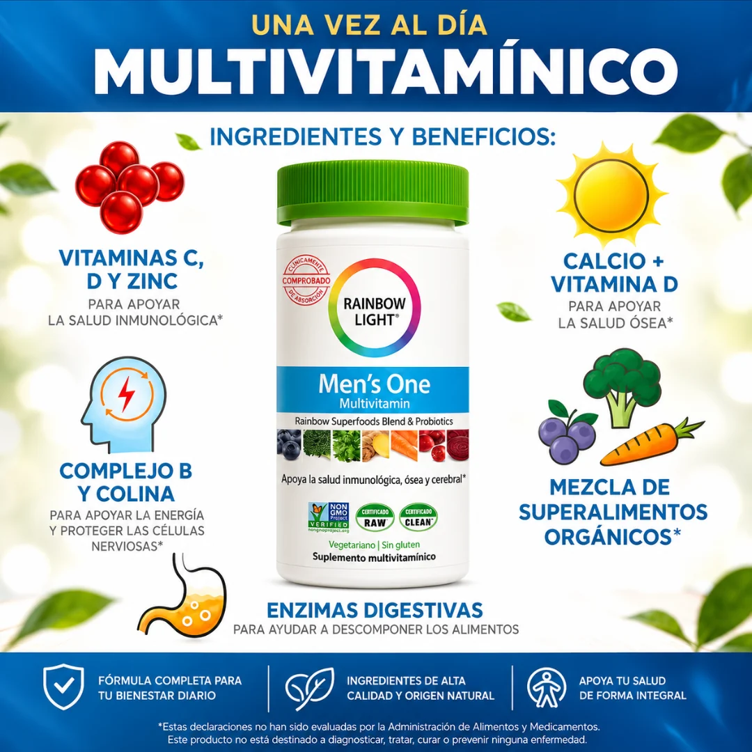 RAINBOW LIGHT MENS ONE - Nutrición diaria masculina con vitaminas, minerales y superfoods
