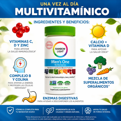 RAINBOW LIGHT MENS ONE - Nutrición diaria masculina con vitaminas, minerales y superfoods